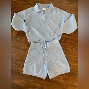 Like New Baby Blue Sweater Short Set Size Small